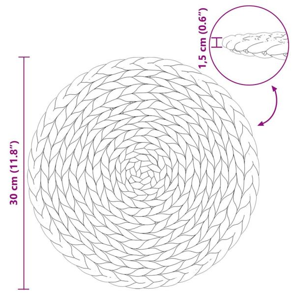Кръгли Плетени Подложки 10 pcs Естествен Ø 30 cm Воден хиацинт