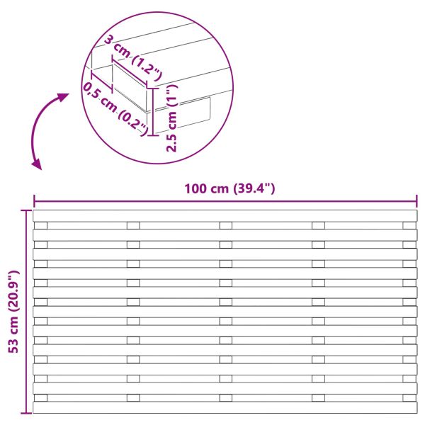 Постелка за баня Едноцветен Кафяво 100 x 53 см Дърво