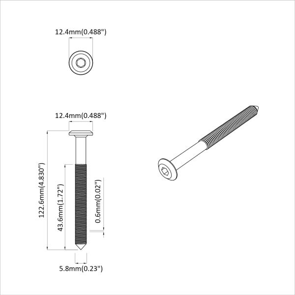 Винт 12 pcs Сребрист M6 x 120 мм Стомана