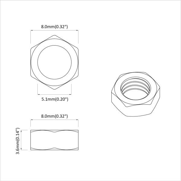 Шестоъгълна гайка 12 pcs Сребрист М6 Метал