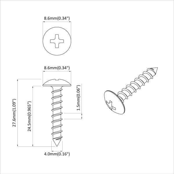 Самонарезен гвоздей 2 бр. Черно 4 x 25 мм Стомана