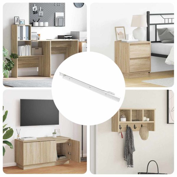 Плъзгач за чекмедже 12 pcs Бяло 400 mm Стомана