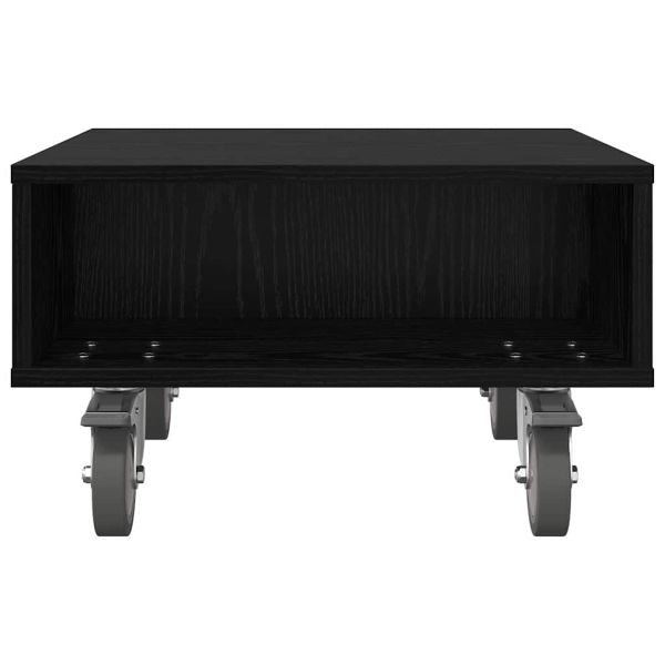 Странична маса с колела Черния дъб 50,5 x 50 x 30 см