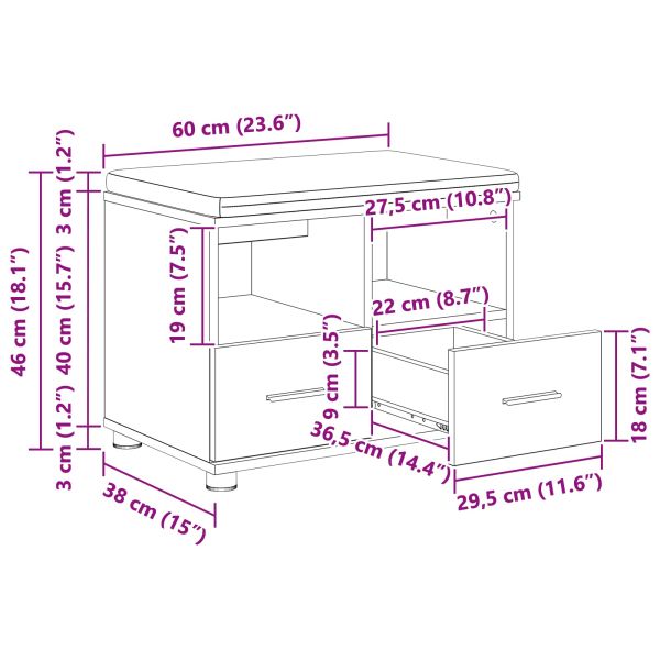 Пейка за коридор с възглавница Сиво Сонома 60 x 38 x 46 см