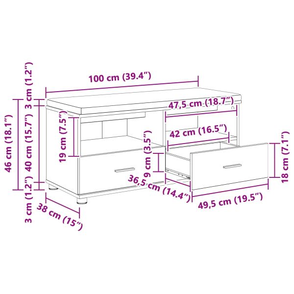 Пейка за коридор Бял 100 x 38 x 46 см