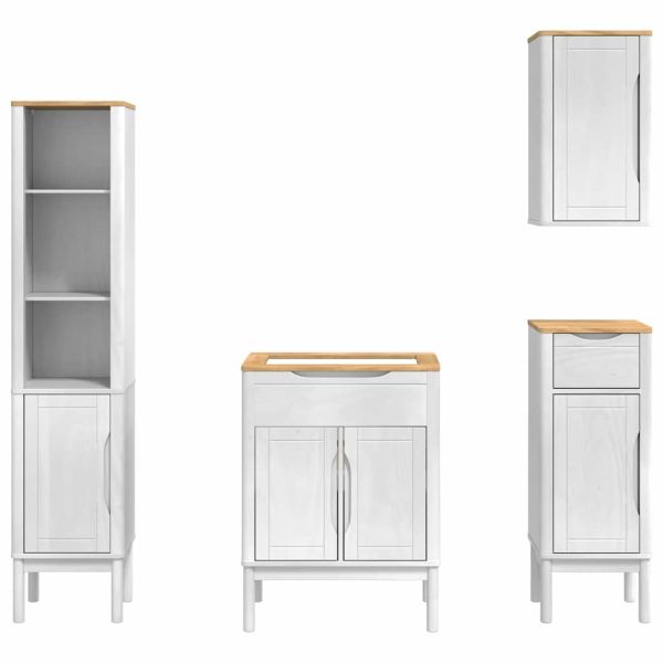 Комплект мебели за баня с чекмедже FLORO 4 pcs Бяло Солиден бор