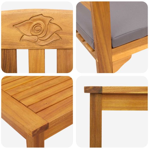 Комплект за лятна градина с рози 3 pcs Солидно акациево дърво