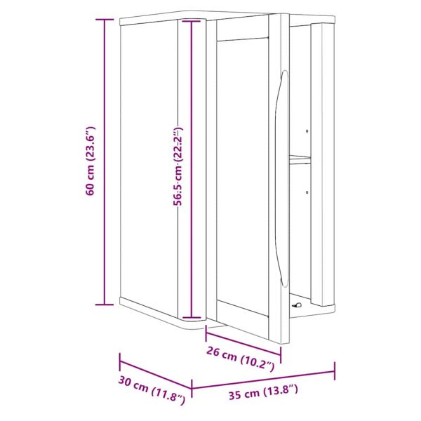 Банен стенен шкаф с рафт FLORO Бяло 35 x 30 x 60 cm Солиден бор