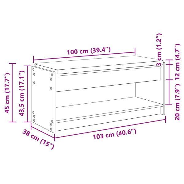 Пейка за коридор Пушена Дъб 103 x 38 x 45 см