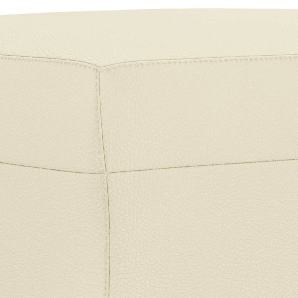 Комплект дивани от 3 части с възглавници кремав изкуствена кожа