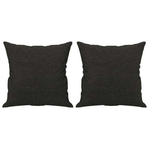 Комплект дивани 3 части с възглавници черен текстил