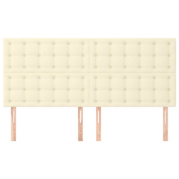 Табла за легло, кремава, 160x5x118/128 см, изкуствена кожа