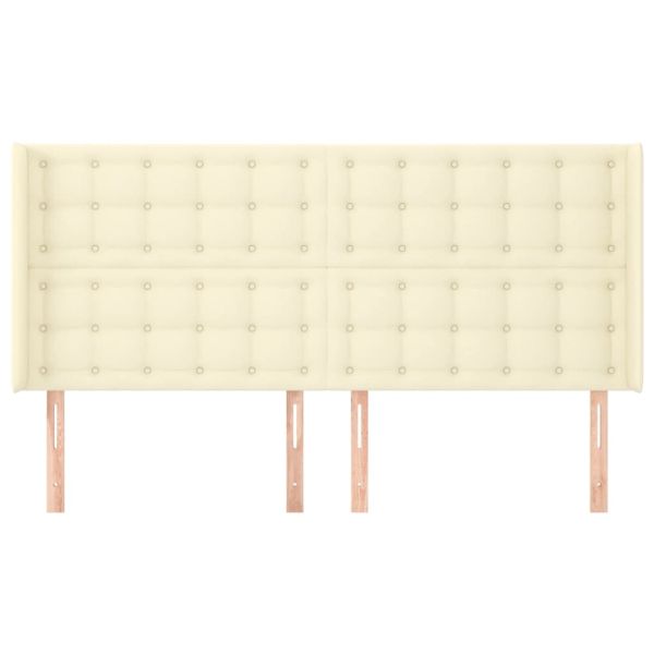 Горна табла с уши, кремава, 183x16x118/128 см, изкуствена кожа