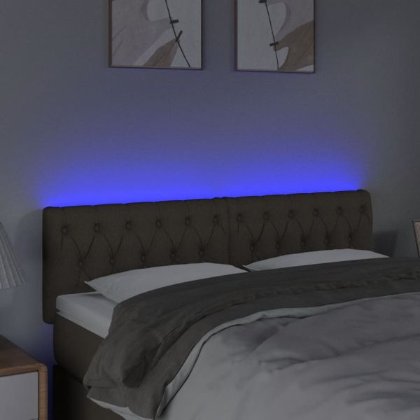 LED горна табла за легло, таупе, 160x7x78/88 см, плат