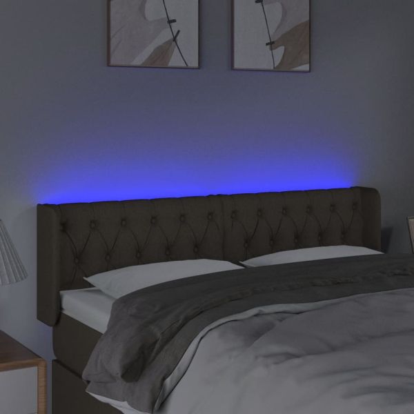 LED горна табла за легло, таупе, 163x16x78/88 см, плат