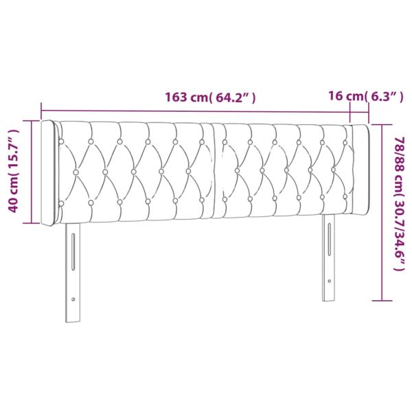 LED горна табла за легло, таупе, 163x16x78/88 см, плат