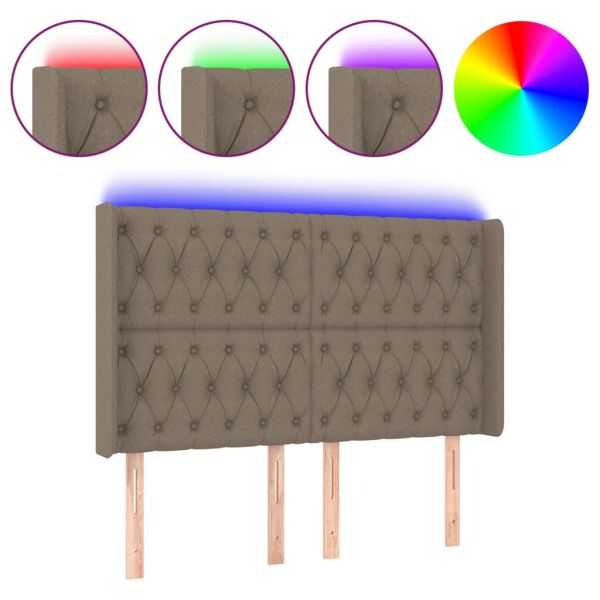 LED горна табла за легло, таупе, 163x16x118/128 см, плат