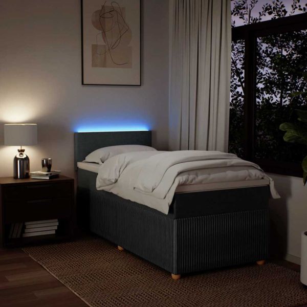 Боксспринг легло с матрак, тъмносиво, 100x200 см, плат