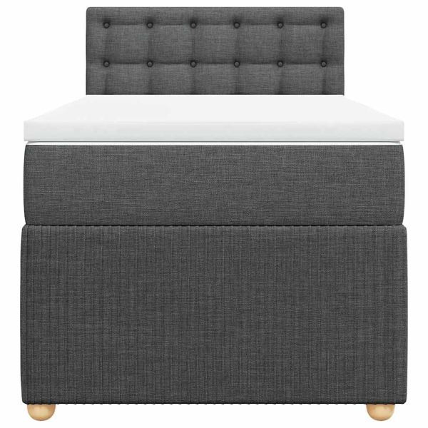 Боксспринг легло с матрак, тъмносиво, 100x200 см, плат