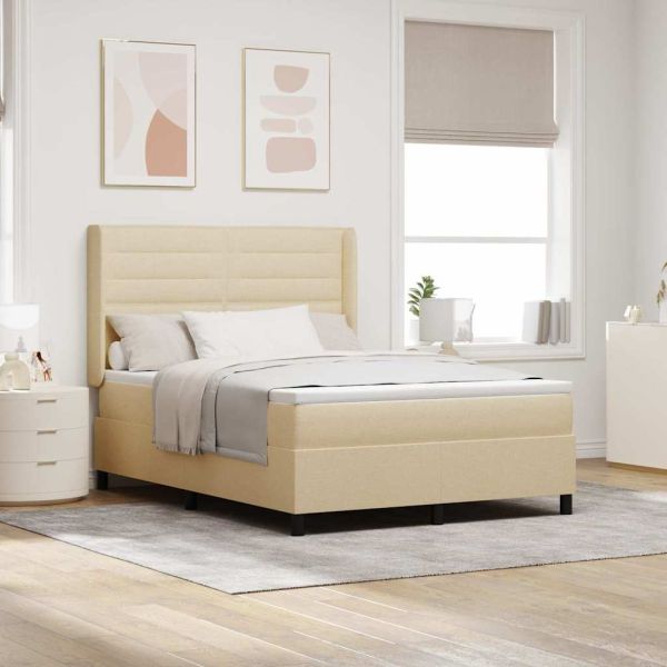 Легло с пружинирана основа с матрак Крем 200 x 160 см текстил