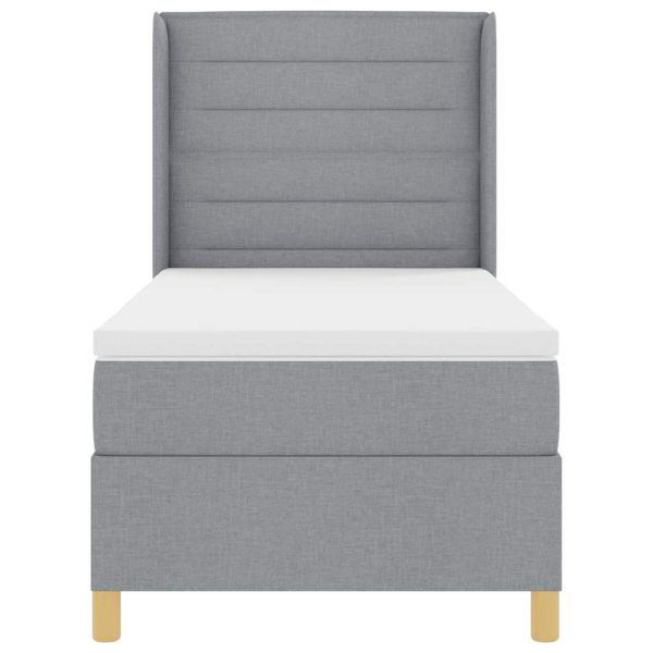 Легло с пружинирана основа Светлосиво 90 x 200 cm текстил