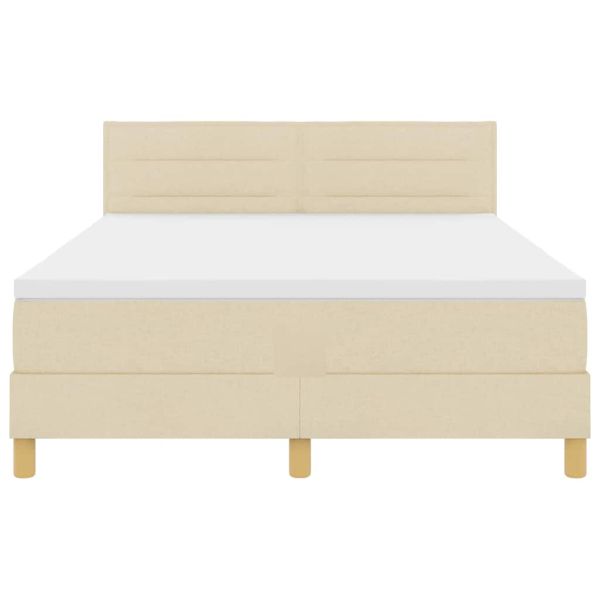 LED кутия за пружини с легло с матрак Крем 160 x 200 cm текстил