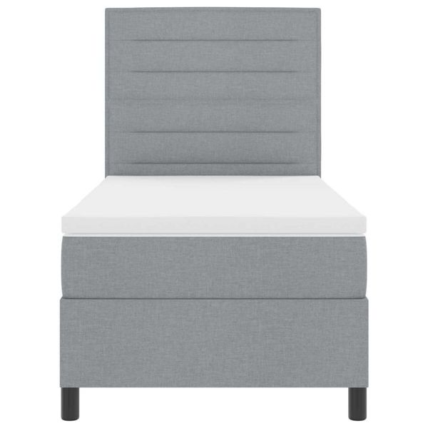 Легло с пружинирана основа с LED Светлосиво 90 x 200 cm текстил