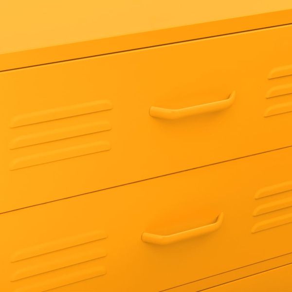 Шкаф с чекмеджета, горчица жълто, 80х35х101,5 см, стомана