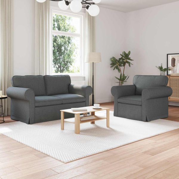 Комплект дивани 2 pcs Тъмен сив 155 x 82 x 80 см текстил