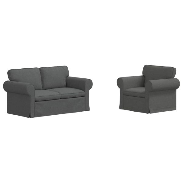 Комплект дивани 2 pcs Тъмен сив 155 x 82 x 80 см текстил