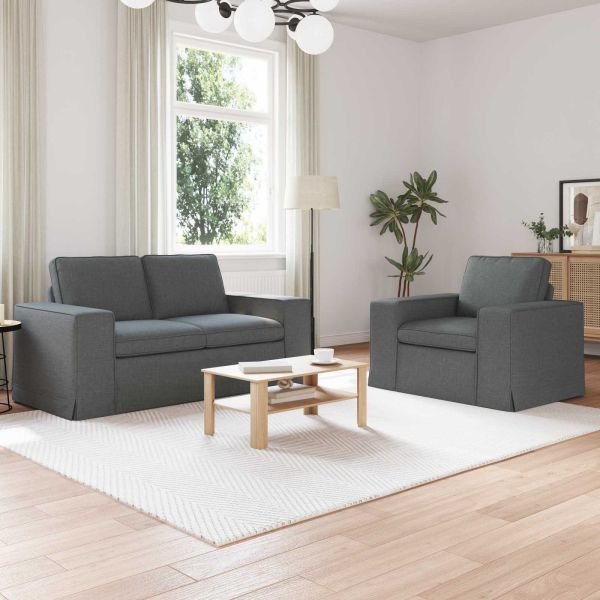 Комплект дивани 2 pcs Тъмен сив 162 x 80 x 82 см текстил
