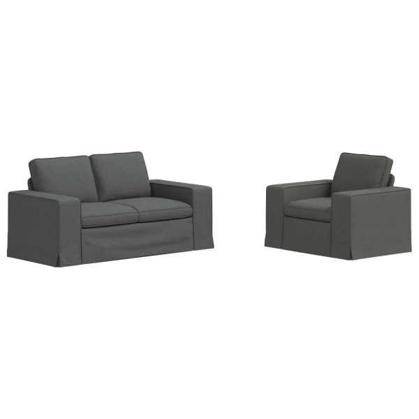 Комплект дивани 2 pcs Тъмен сив 162 x 80 x 82 см текстил