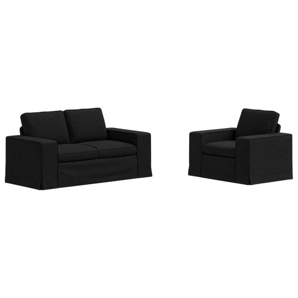 Комплект дивани 2 pcs Черно 162 x 80 x 82 см текстил