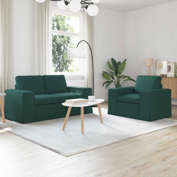 Комплект дивани 2 pcs Тъмен зелен 162 x 80 x 82 см текстил