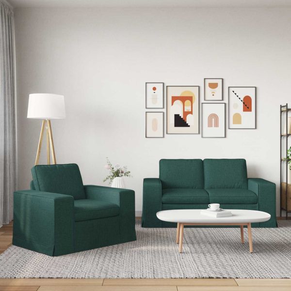 Комплект дивани 2 pcs Тъмен зелен 162 x 80 x 82 см текстил