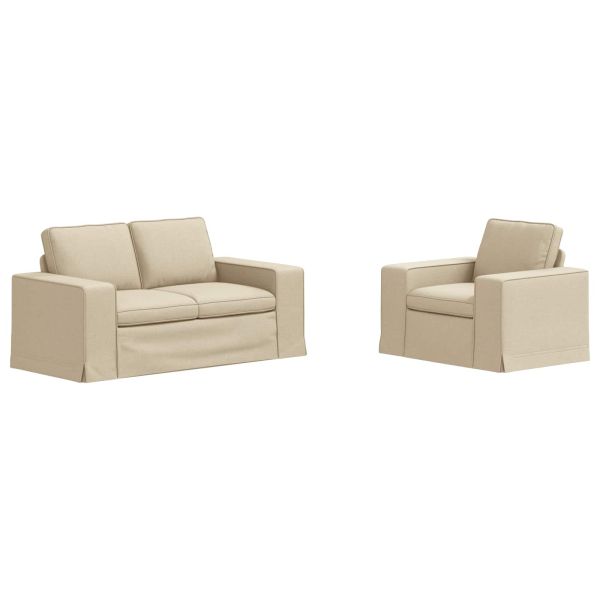 Комплект дивани 2 pcs Крем 182 x 80 x 82 см текстил