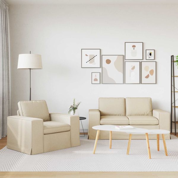 Комплект дивани 2 pcs Крем 182 x 80 x 82 см текстил