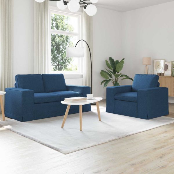 Комплект дивани 2 pcs Синьо 162 x 80 x 82 см текстил