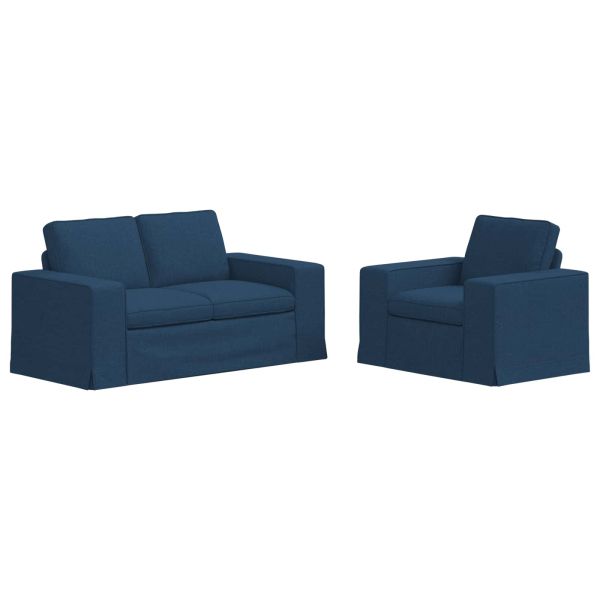 Комплект дивани 2 pcs Синьо 162 x 80 x 82 см текстил
