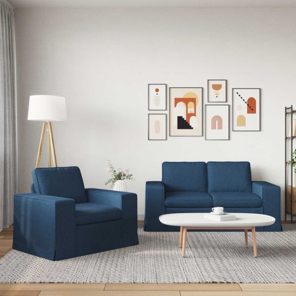 Комплект дивани 2 pcs Синьо 162 x 80 x 82 см текстил