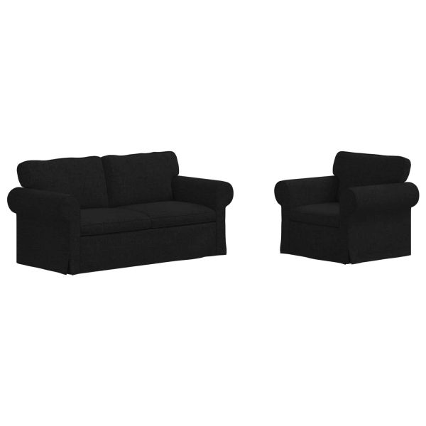 Комплект дивани 2 pcs Черно 175 x 82 x 80 см текстил