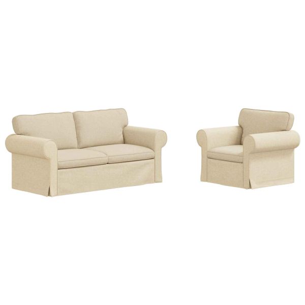 Комплект дивани 2 pcs Крем 175 x 82 x 80 см текстил