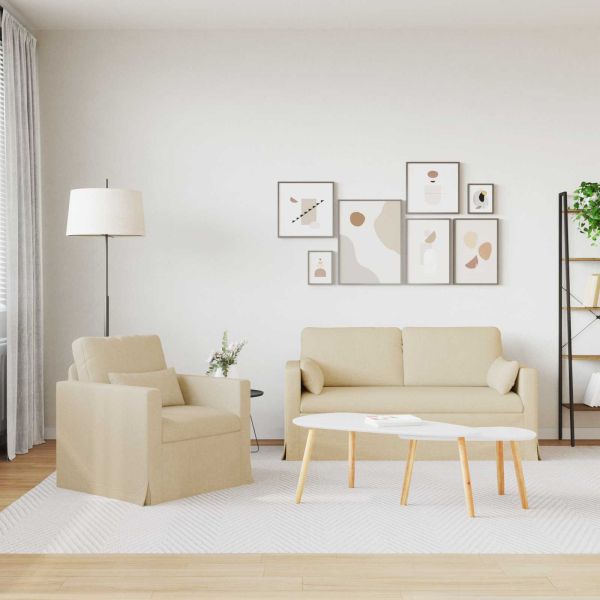 Диван 2 pcs Крем 158 x 78 x 80 см текстил