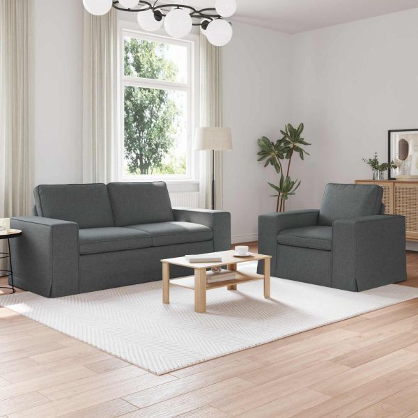 Комплект дивани 2 pcs Тъмен сив 182 x 80 x 82 см текстил