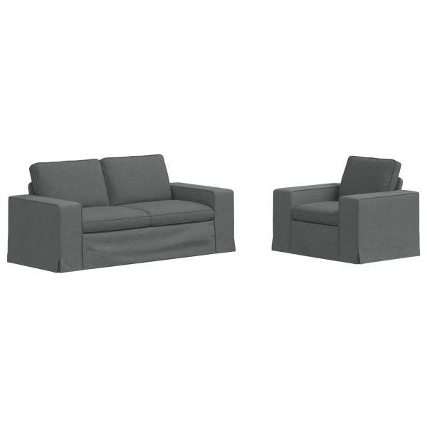 Комплект дивани 2 pcs Тъмен сив 182 x 80 x 82 см текстил