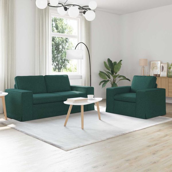 Комплект дивани 2 pcs Тъмен зелен 182 x 80 x 82 см текстил