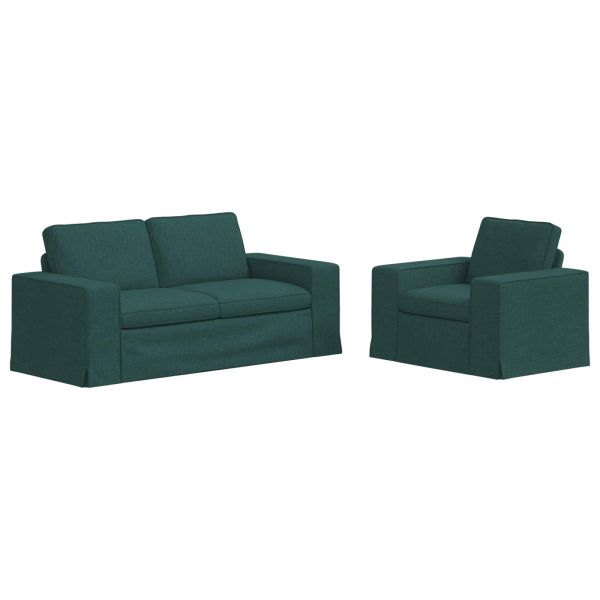 Комплект дивани 2 pcs Тъмен зелен 182 x 80 x 82 см текстил