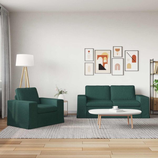 Комплект дивани 2 pcs Тъмен зелен 182 x 80 x 82 см текстил