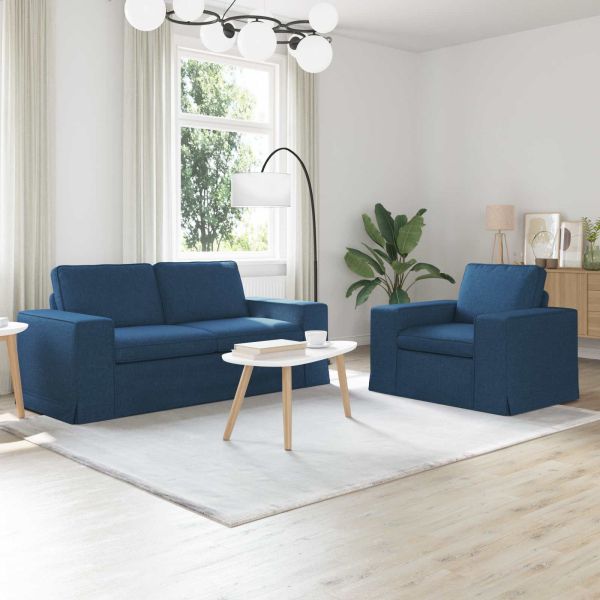 Комплект дивани 2 pcs Синьо 182 x 80 x 82 см текстил