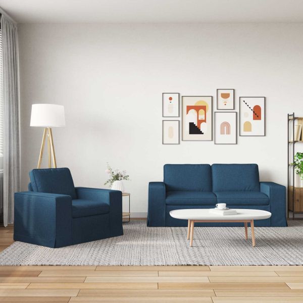 Комплект дивани 2 pcs Синьо 182 x 80 x 82 см текстил